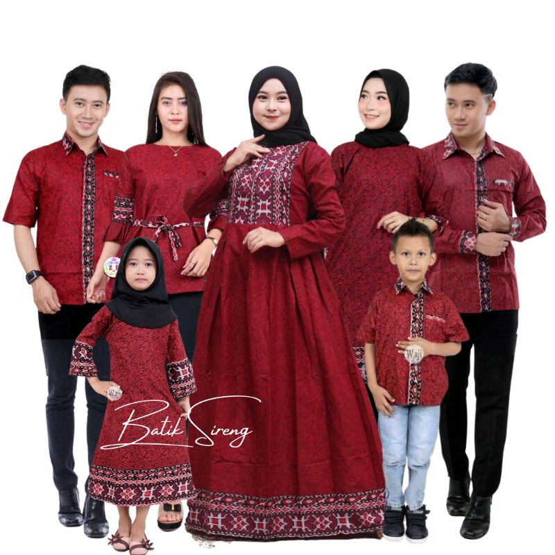 [FREE HIJAB] Batik Couple Keluarga Maura Couple Sania Ruffle Ori Ndoro Jowi dnt Termurah motif mega 