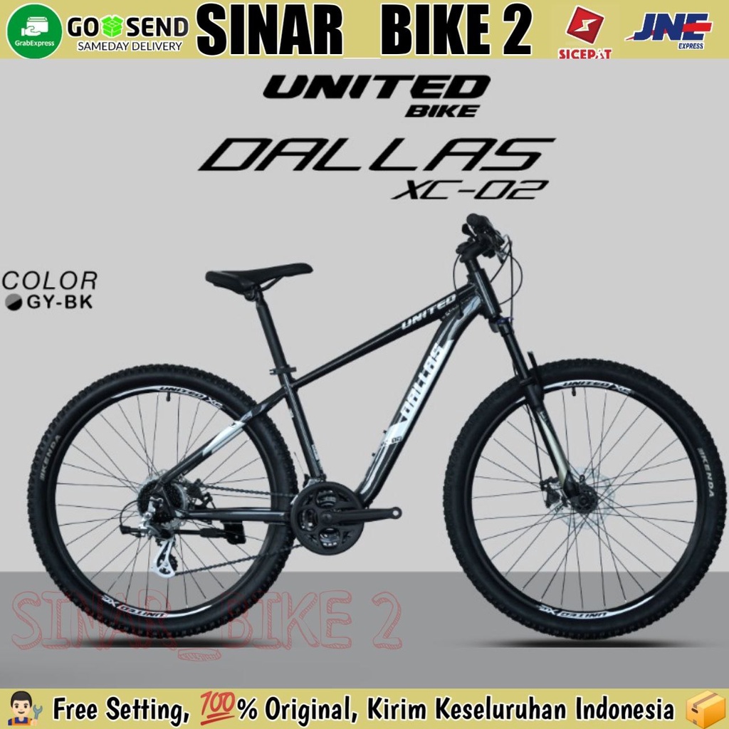 Sepeda Gunung MTB UNITED DALLAS XC-02 27.5 Inch Alloy 24 Speed Garansi