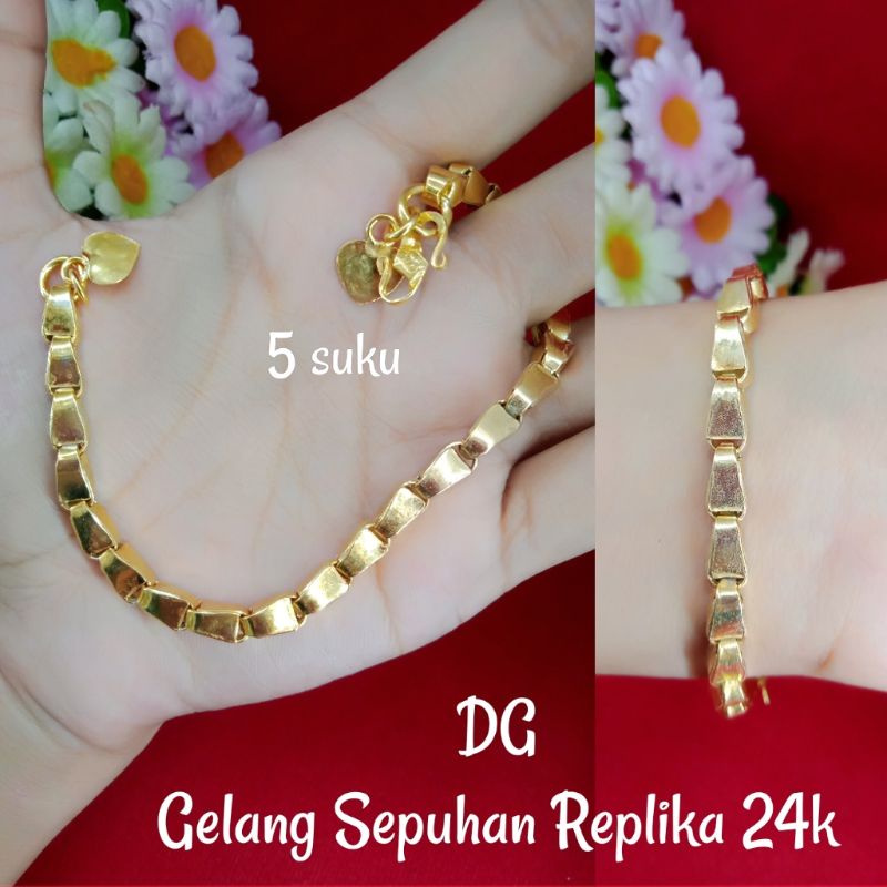 Gelang Tangan Padi Sepuhan 5Suku Replika 24K