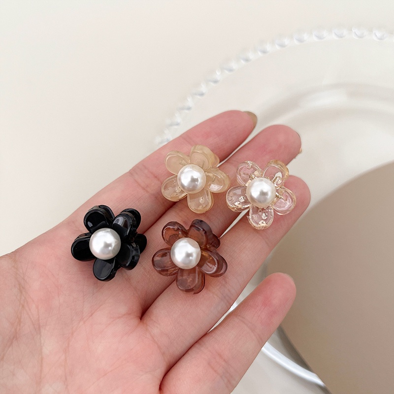 We Flower Lovely Small Pearl Flower Hair Claw Clip for Girls Kids Mini Arcylic Hairpin Bobby Pin Hair Styling Accessories