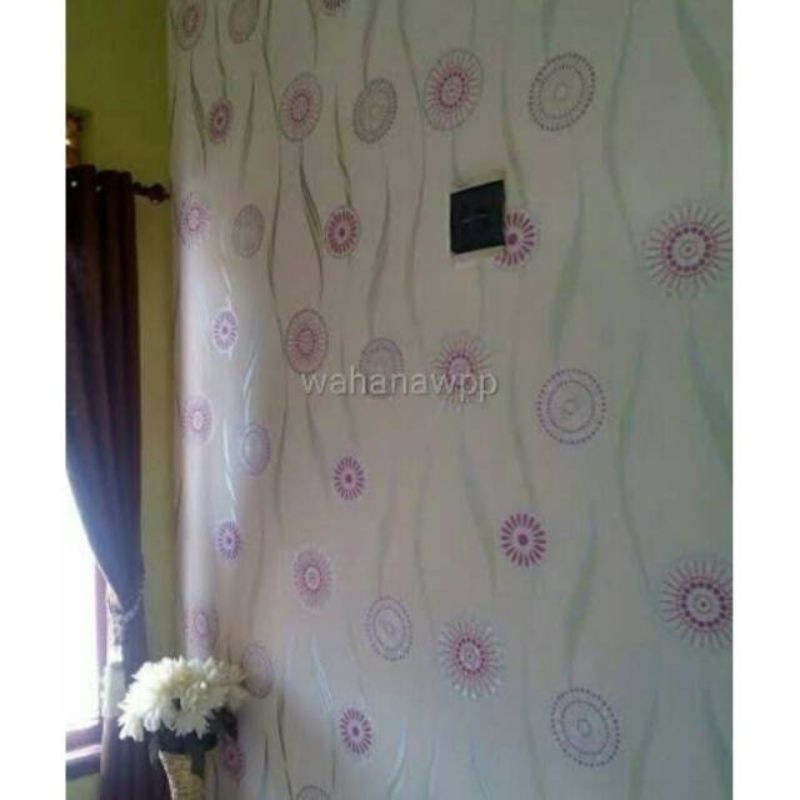 Wallpaper Sticker Bubble Bunga Pink uk:45 cm x 9 meter