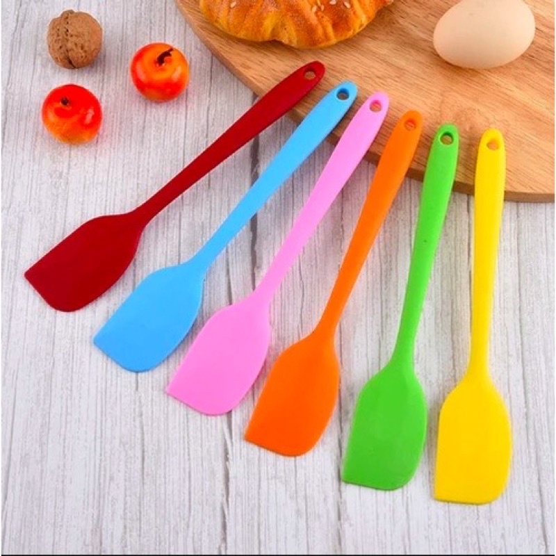 Spatula Silikon Food Grade Sodet Tahan Panas Sutil Pengaduk Adonan Warna Warni Cantik