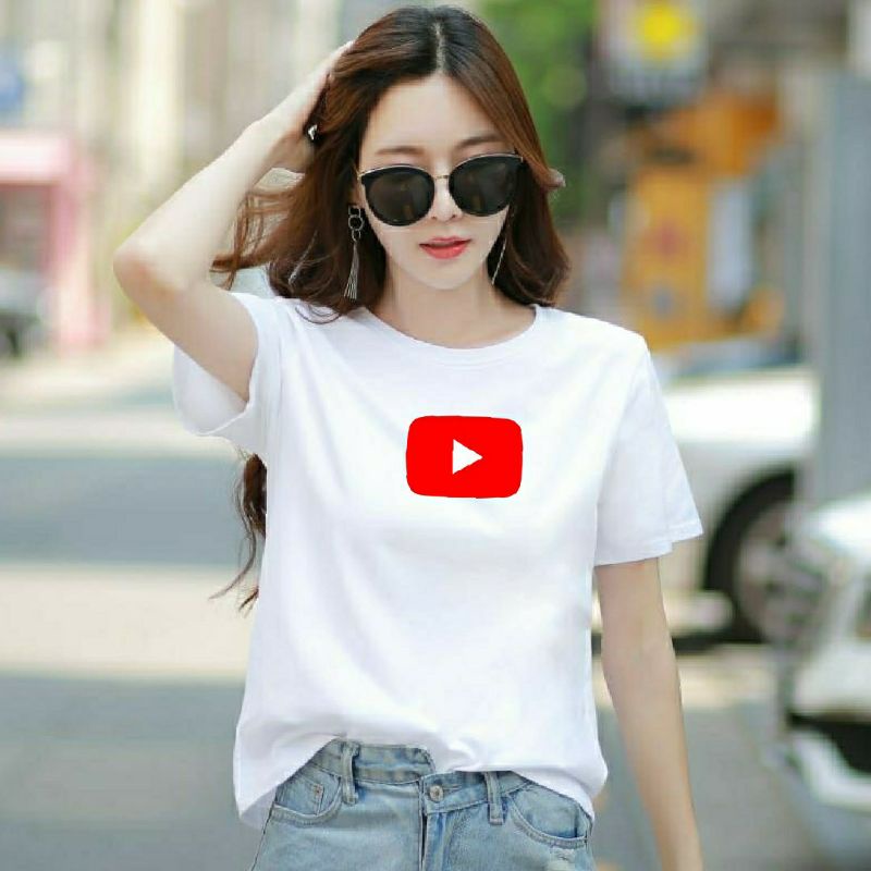 Kaos Wanita YOUTUBE Kaos Oblong Wanita Baju Kaos Wanita Lengan Pendek