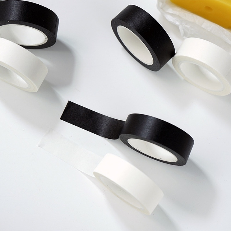 1PC 15mm X 10m Solid White Black Decorative Paper Writable Adhesive Washi Masking Tape School Supply