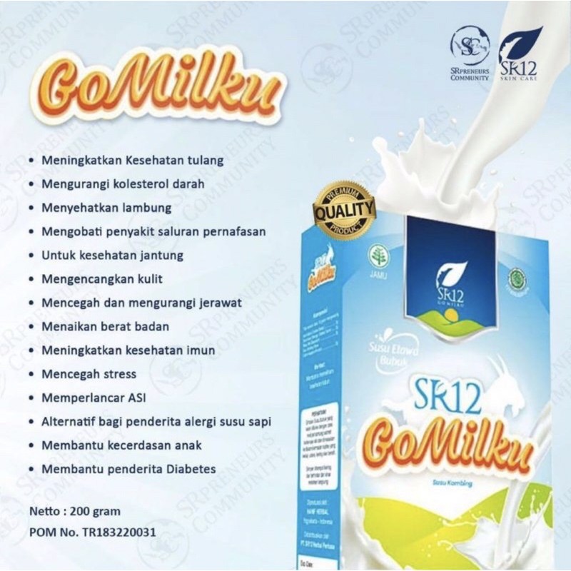 

GO MILKU SR12 SUSU KAMBING ETAWA KUALITAS PREMIUM BPOM HALAL