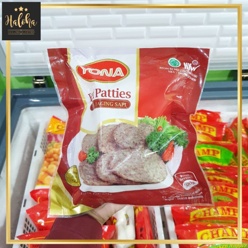 Yona Beef Patties / Daging Sapi 500g isi 10