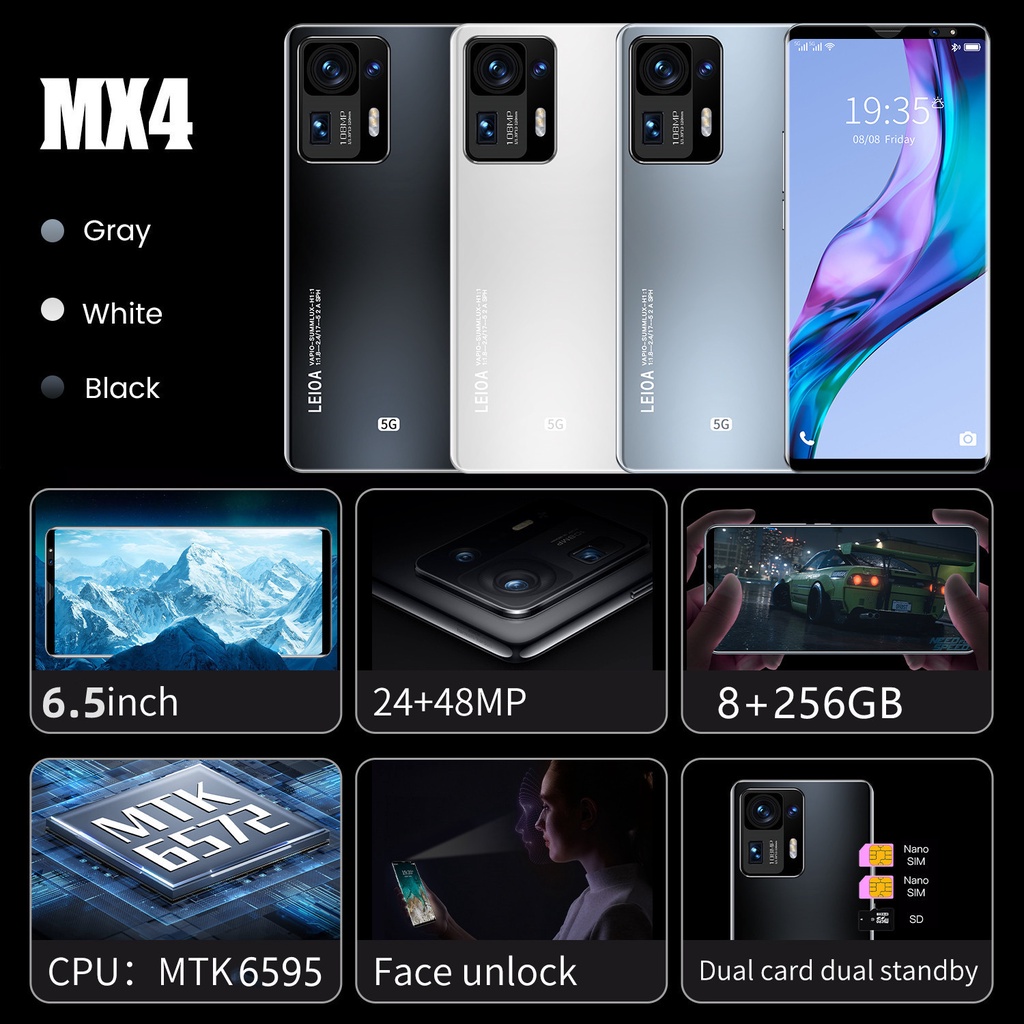 5G [Flash Sale] MX4 pro RAM 8GB+256GB cuci ponsel murah 700 dan di bawah 6,5 inci ponsel merek baru produk asli resmi promosi termurah dukungan ponsel android COD