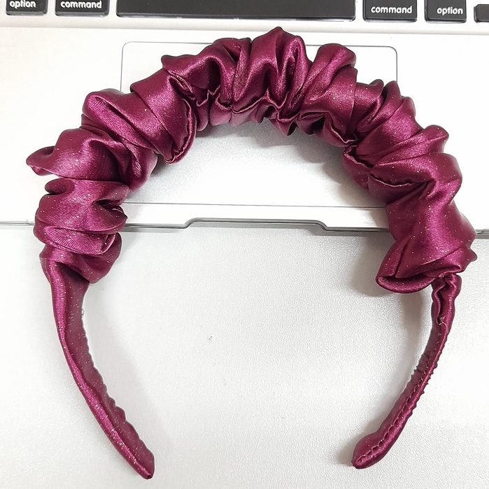 12 PCS Bando Scrunchie Bandana Kerut Korea Headband Bahan Satin