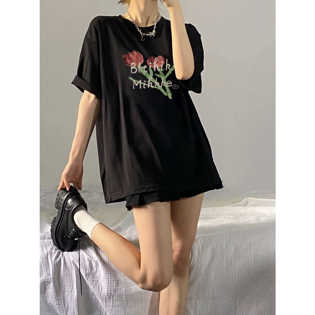 Kaos Atasan Unisex Print / Baju Oversize Wanita Murah /  T-shirt Original Fashion / Kaos Hitam