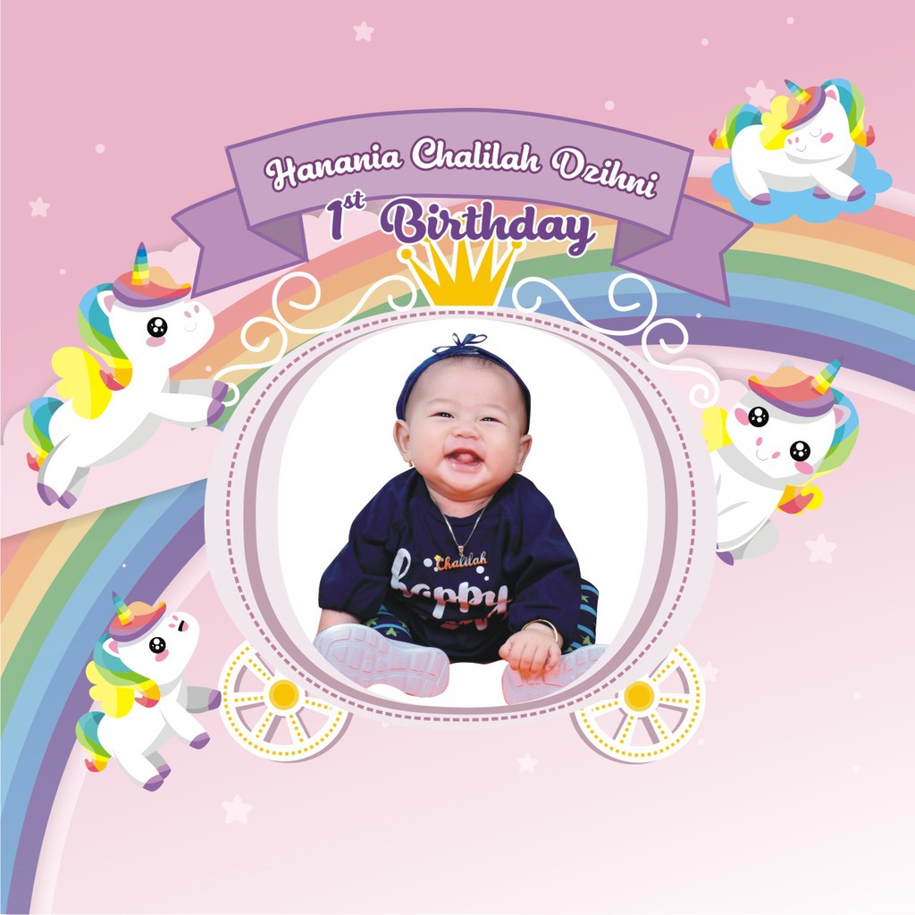 

PAKET BACKDROP ULANG TAHUN LABEL ULTAH PHOTOPROPS CUSTOM UNICORN