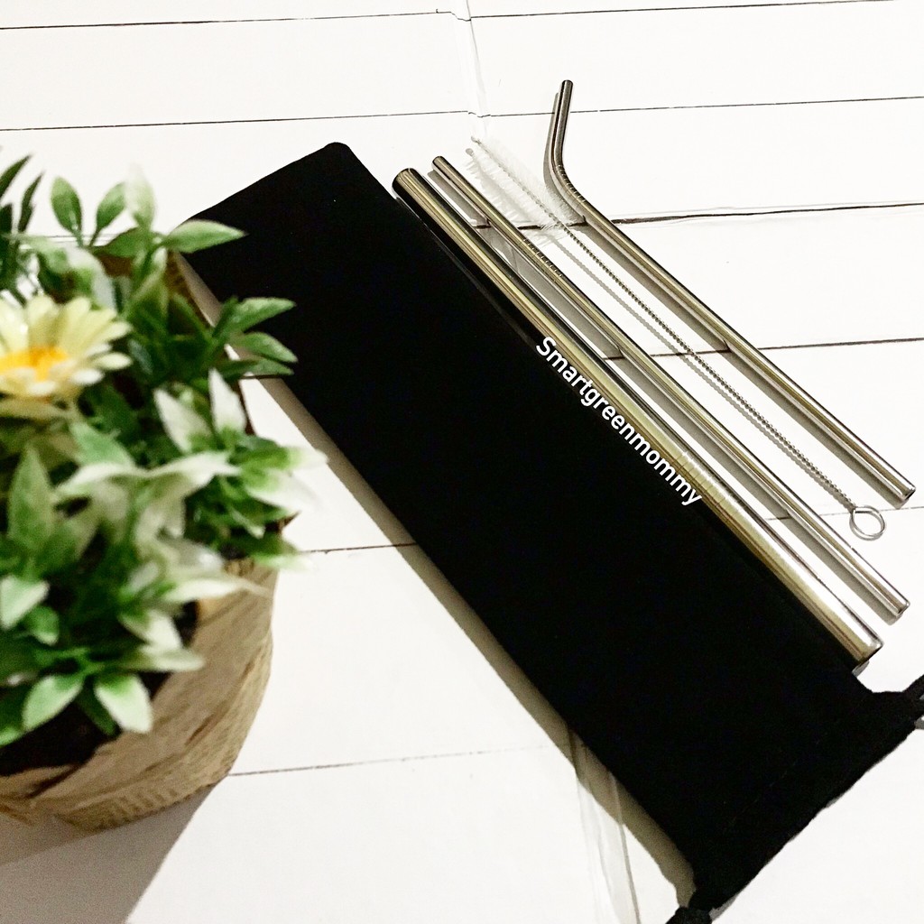 Sedotan minuman Bahan Stainless Reusable Drinking straws Eco straws sedotan stainless