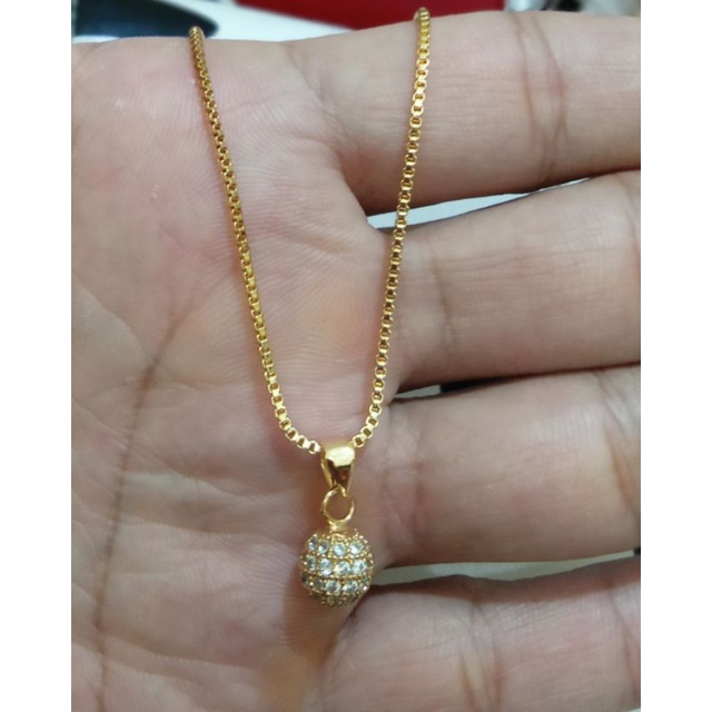 XH-29.Kalung+Liontin bola xuping berlapis emas dengan mata zircon uk45cm.