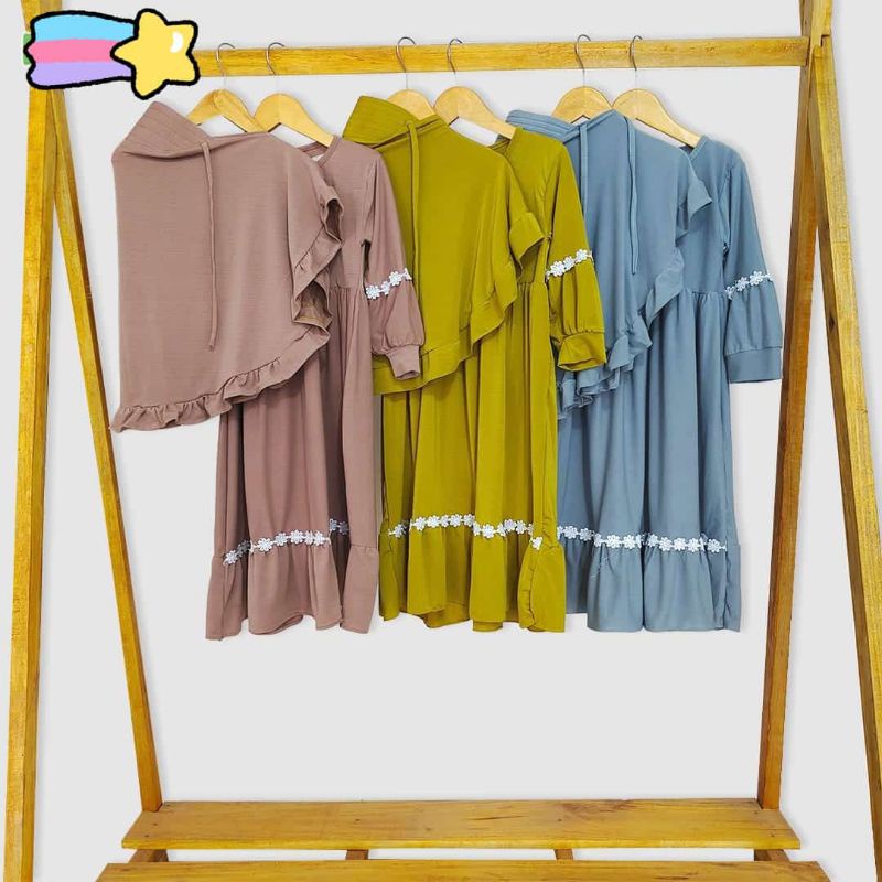 GAMIS ANAK PEREMPUAN USIA 4- 9 TAHUN RENDA CLOVER DRESS BAJU ANAK MUSLIMAH ORIGINAL BALLOONS