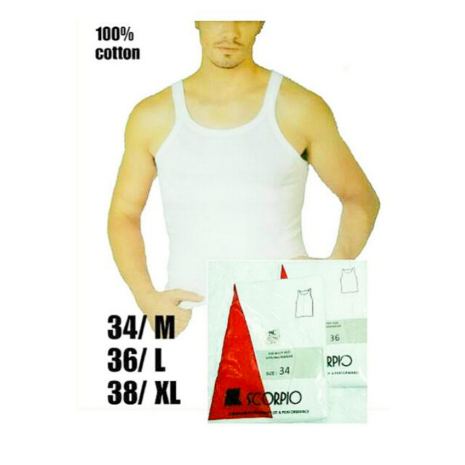 Kaos Singlet Pria Dewasa Scorpio Original Premium Kutang Dalaman Cowok Putih Polos