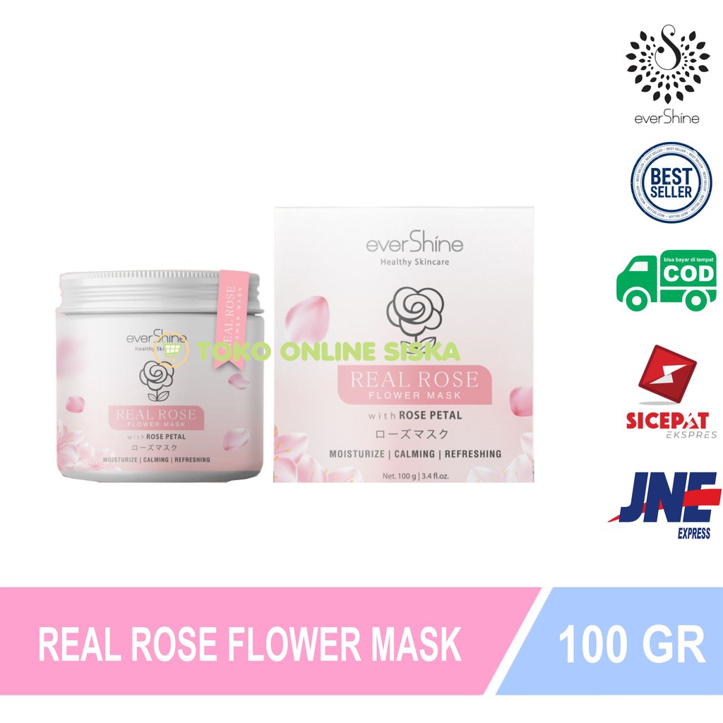  EVERSHINE Real Rose Flower Mask Masker  Mawar  Original 