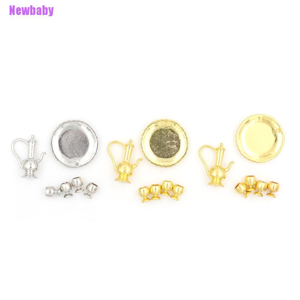 (Newbaby) Mainan Miniatur Teko Teh Bahan Metal Skala 1: 12 Untuk Dekorasi Rumah Boneka