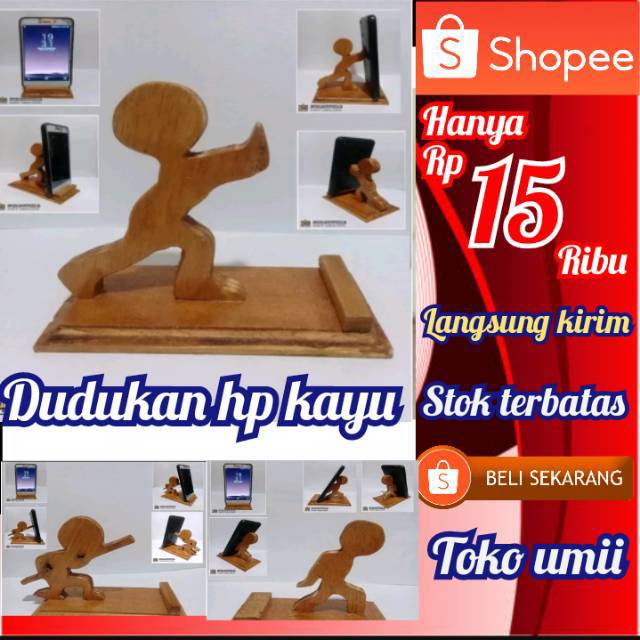 dudukan hp kayu unik