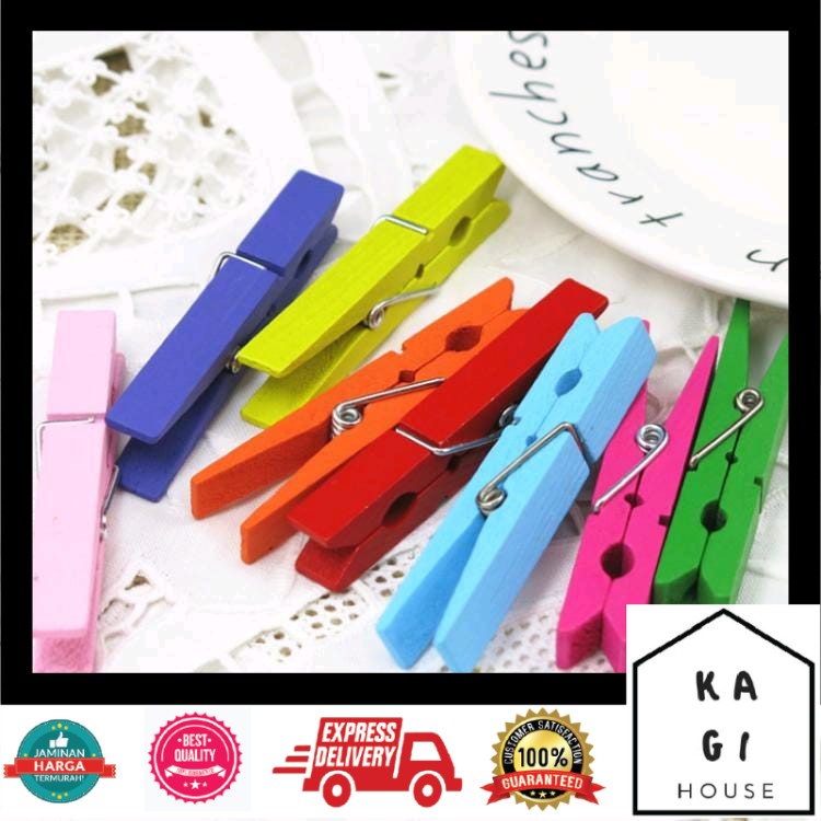 JEPITAN FOTO WARNA / Wooden Clip Penjepit Kayu / jepit kayu / Jepitan Foto Polaroid