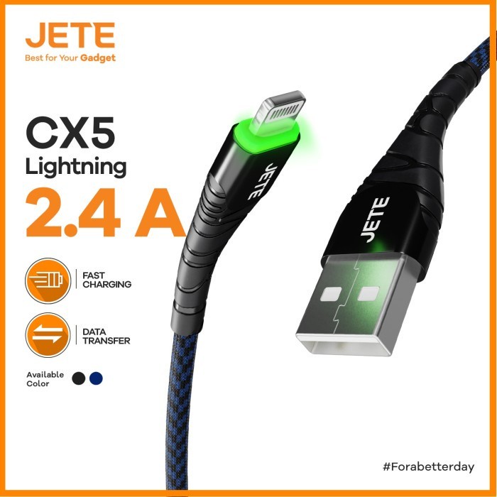 

KABEL JETE CX5 IPHONE/KABEL DATA IPHONE JETE CX5 2.4A FAST CHARGING