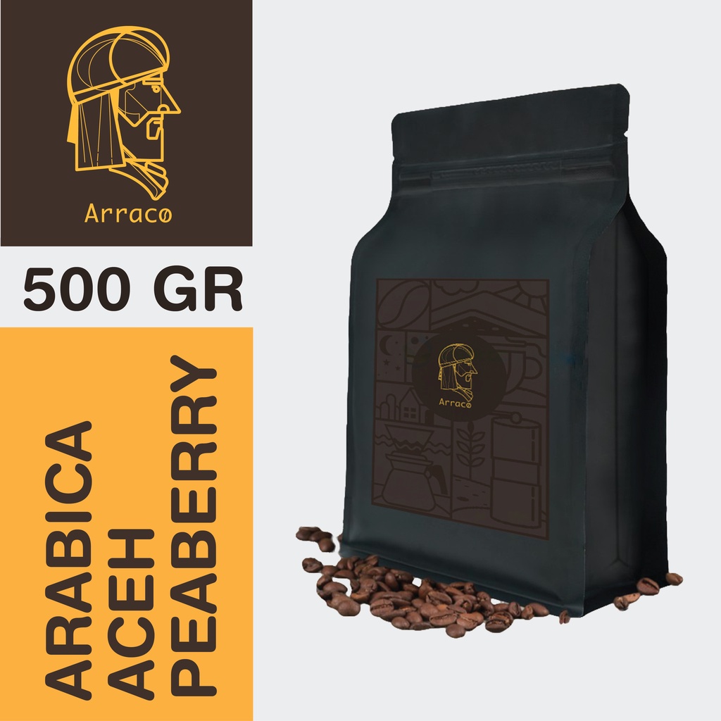 

ARRACO KOPI - Arabika Aceh Peaberry 500GR Biji / Bubuk | Proses Sortasi Peaberry - Medium Roasted