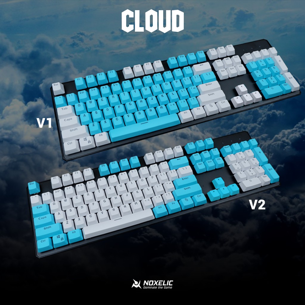 Noxelic Keycaps PBT Cloud - Double Shot 104 Keyset Custom
