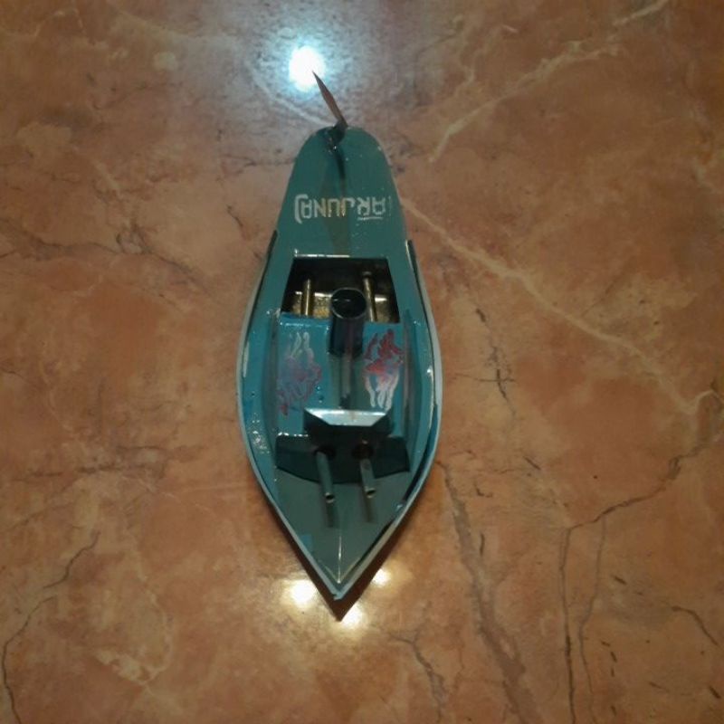 MAINAN TRADISIONAL PRAHU / PERAHU KAPAL API OTOK OTOK-Biru Muda