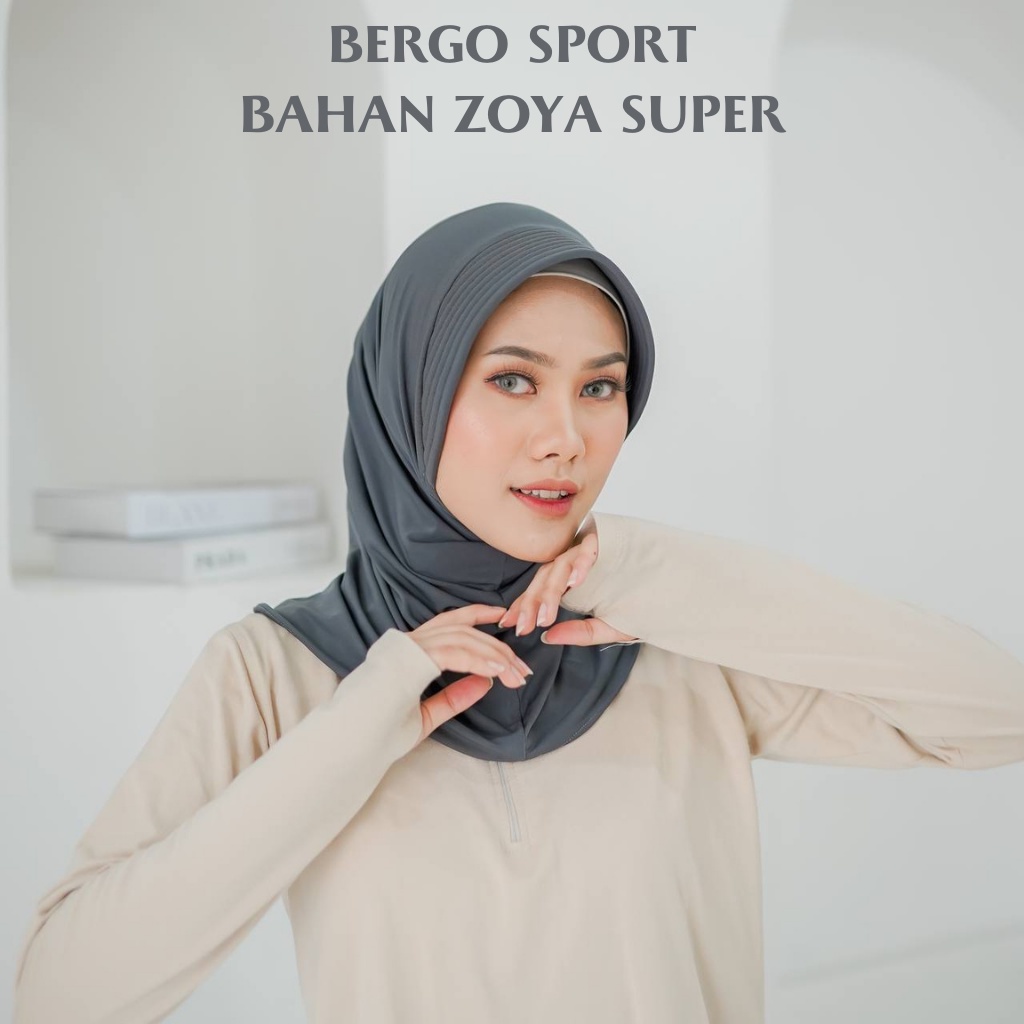 MALAYU HIJAB Kerudung Krudung Hijab Jilbab Bergo Olahraga Sport Sporty Volly Wanita Muslim Bahan Jer