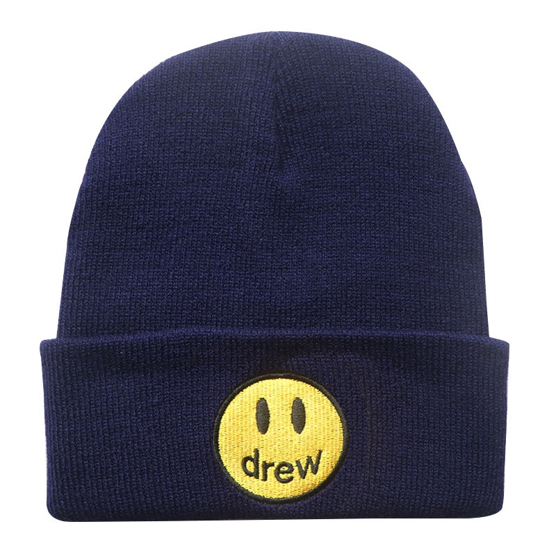 Topi Rajut Bahan Wol Motif Smiley Face Gaya Hip-Hop Untuk Pria Dan Wanita