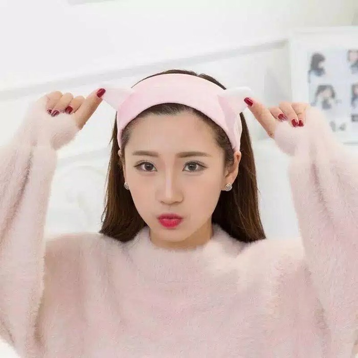 Bando handuk kuping kucing lucu / cute cat ears headband