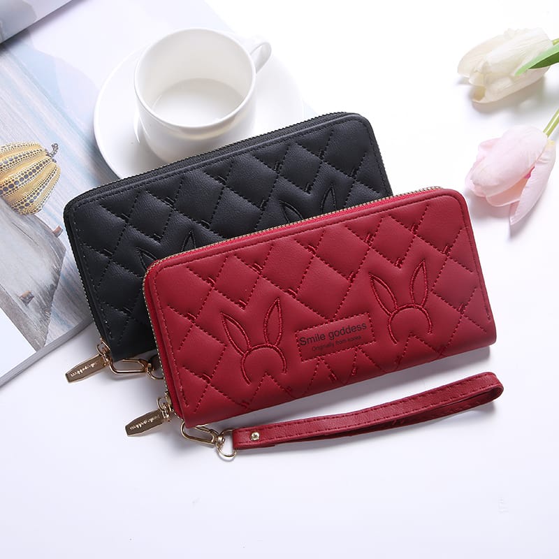 ASIN829 Dompet Panjang Wanita Terbaru D304 Import Bahan Halus // Dompet Panjang Wanita Tiga Ruang