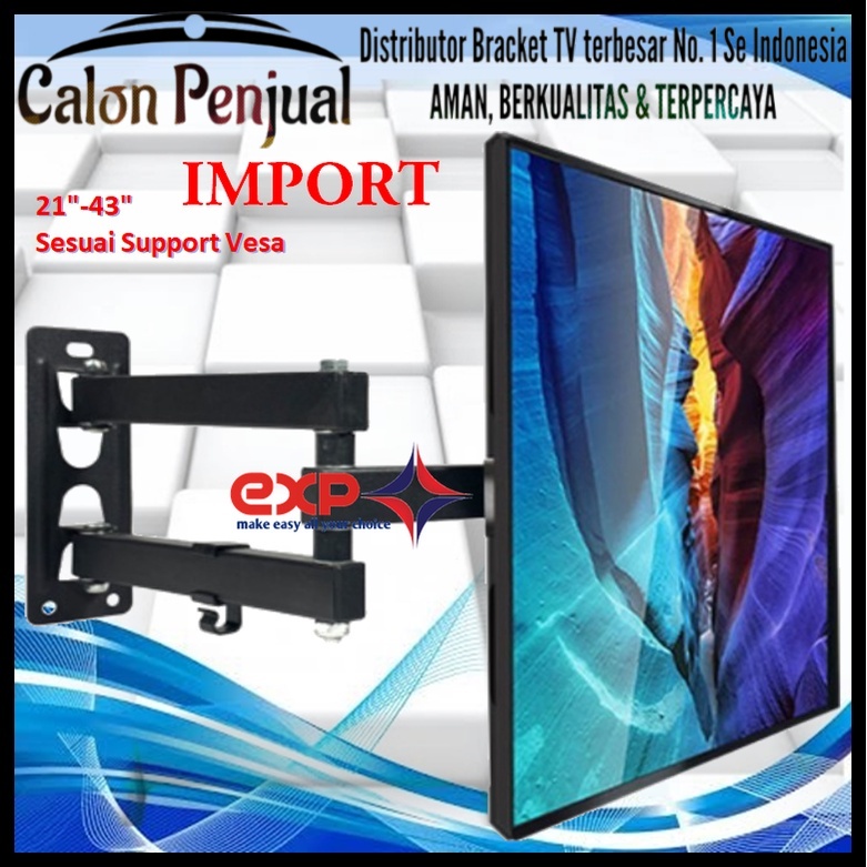 Bracket TV SHARP 14 s/d 43 inch 6 ARAH FULL BESI SUPER KOKOH GARANSI 100% ORI