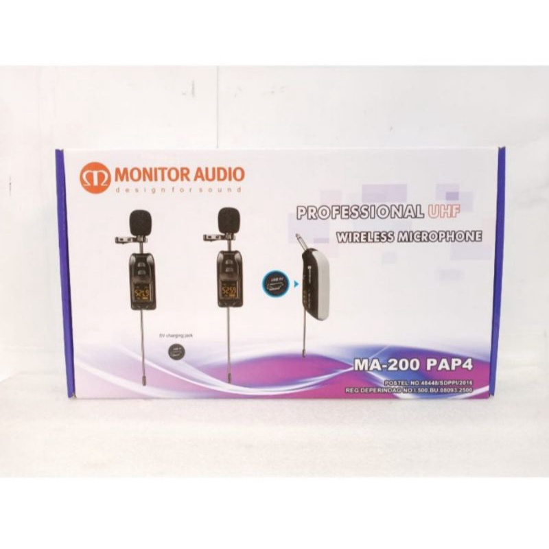 MIC MONITOR AUDIO MA-200 PAP4/MIC CLIP ON SEPASANG WIRELESS PORTABLE