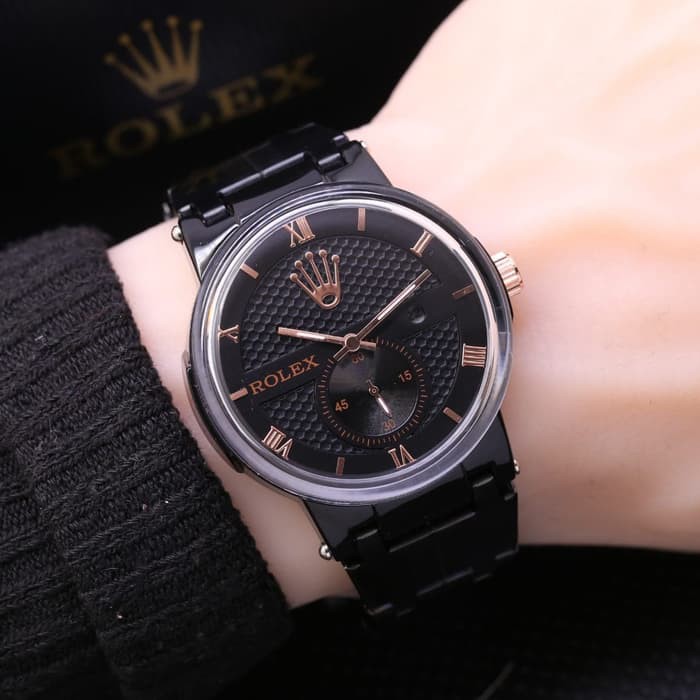 Jam Tangan Wanita / Cewek ROLEX DATE DETIK BAWAH Grade Super Mewah Premium Grade Aaa Hitam