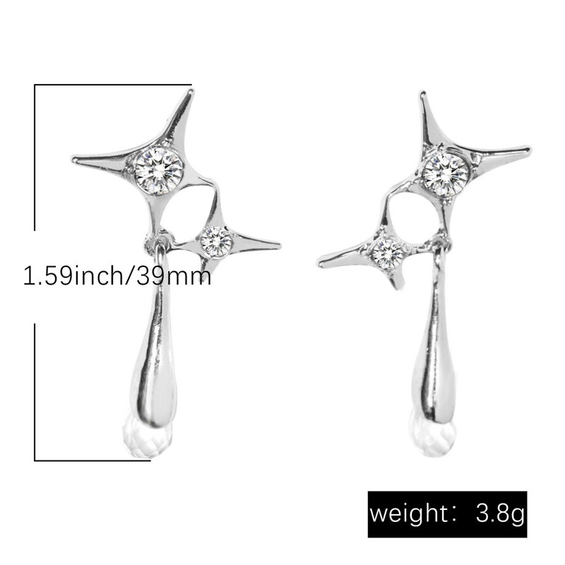 Anting Drop Rumbai Berlian Imitasi Gaya Simple Elegan Untuk Wanita