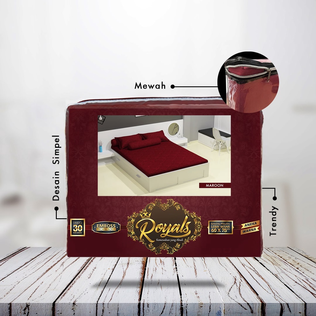 Royals Emboss BedCover SET Sprei Uk 160/180 - Coklat