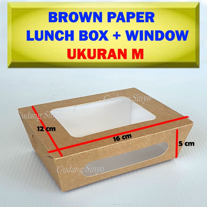 Brown Paper Lunch Box Window Ukuran M
