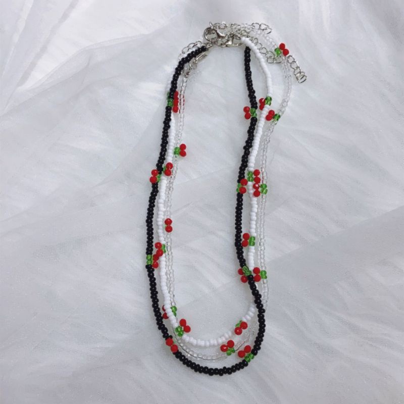 Kalung Manik Wanita Hiasan Bandul Cherry Import Gaya Korea Fancy / Kalung Mute Mote