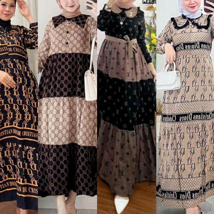 (HARGA SPESIAL) GAMIS KEKINIAN / GAMIS MIDI DRESS DIOR RAYON TEBAL TIDAK NERAWANG