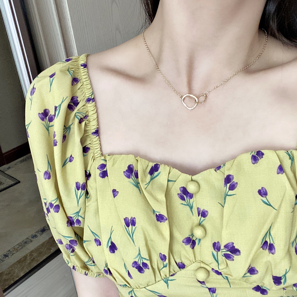 Kalung Rantai Klavikula Model Cincin Ganda Gaya Korea Untuk Aksesoris