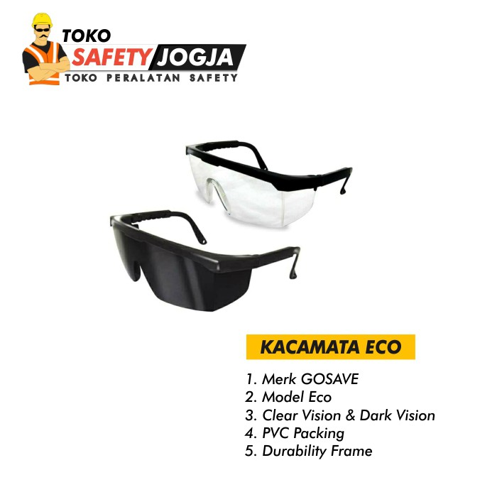 KACAMATA SAFETY DOKTER LABORATORIUM GERINDA MOTOR ANTI DEBU ANTI VIRUS