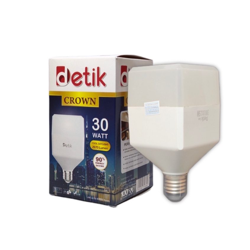 Detik Crown Lampu LED Bulb Kotak 30 Watt - Cahaya Putih