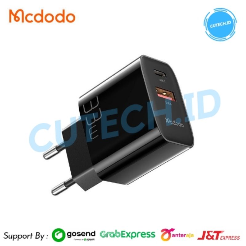 MCDODO ADAPTOR CHARGER 33W USB + TYPE C DUAL OUTPUT VOOC FAST CHARGE POWER DELIVERY