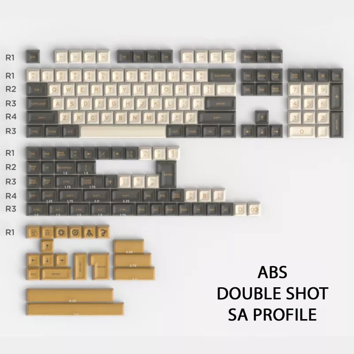 KEYCAPS MICRO LIGHT WHITE ABS SA PROFILE DOUBLE SHOT