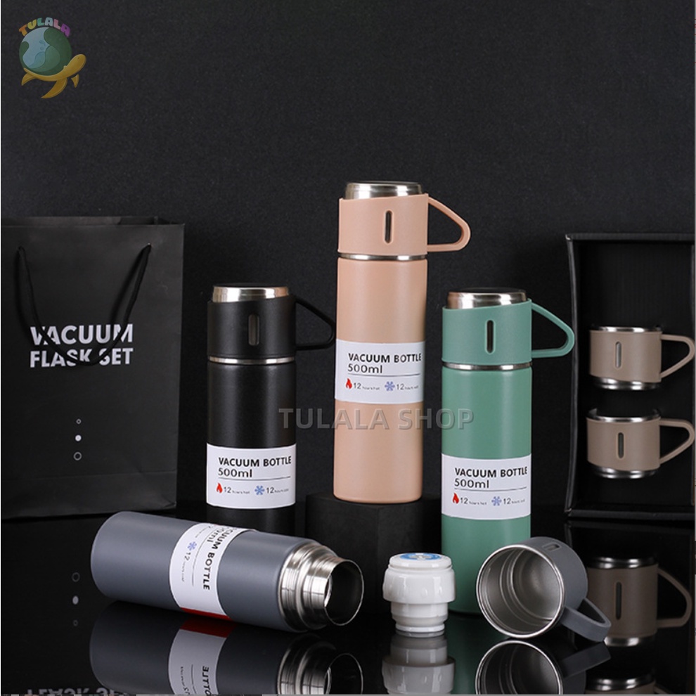 [TTULALA SHOP]Botol Minum Cangkir Premium 500 ML Panas Dingin / Termos Sultan Vacuum Flask Set