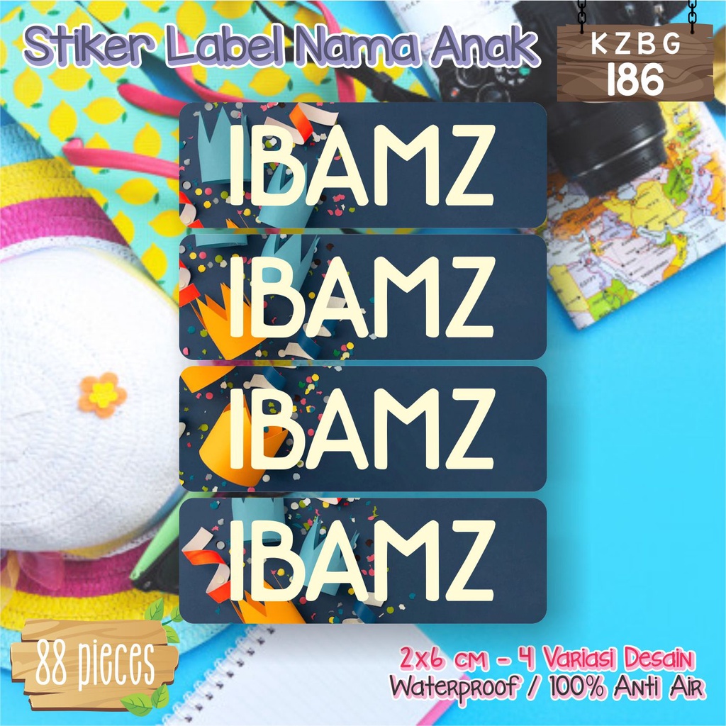

sticker label nama anak laki laki dan perempuan waterproof KZBG 186