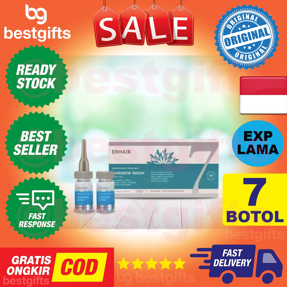 ERHA ERHAIR HAIRGROW SERUM HAIR GROW PERTUMBUHAN KESUBURAN AKAR RAMBUT RONTOK BOTAK 7 BOTOL @8 ML