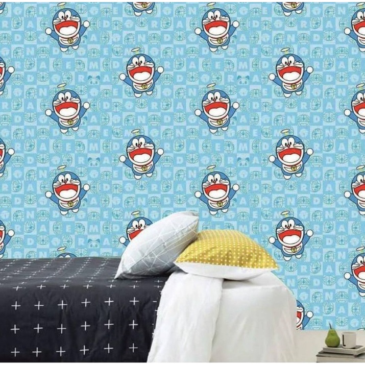 GRATIS ONGKIR ! PAKET 5 ROLL  WALLPAPER STICKER DINDING WPS DORAEMON KEROPI WALLPAPER KAMAR RUANG TAMU MURAH!!