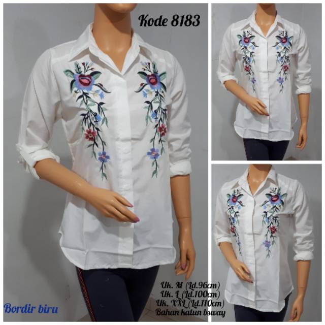 KEMEJA BORDIR WANITA ATASAN PUTIH