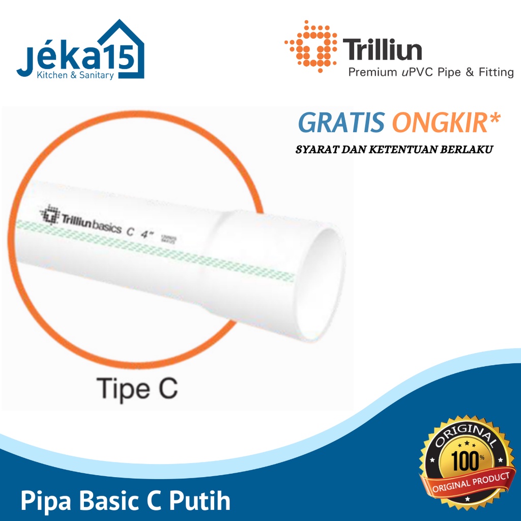 PIPA PVC BASIC TRILIUN C / PIPA BASIC TRILIUN BERBAGAI UKURAN/TYPE C