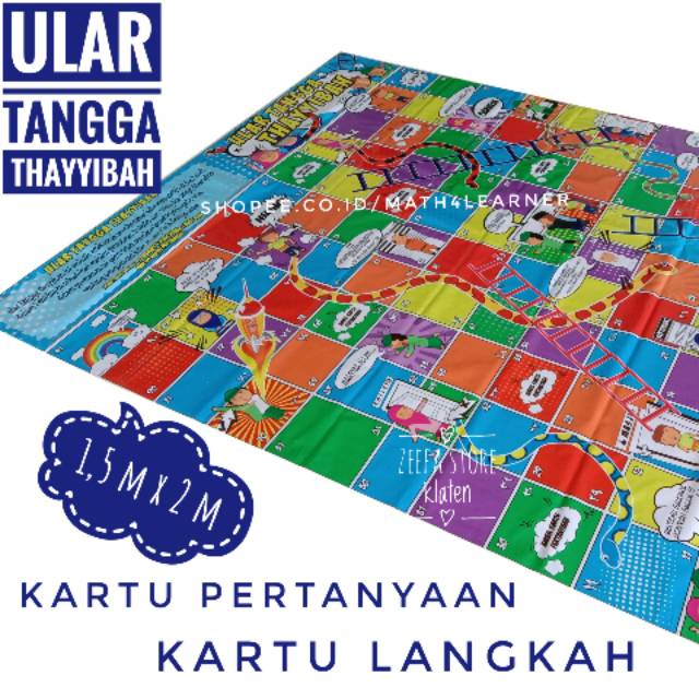 [1,5 m x 2 m] Ular Tangga Raksasa Thayyibah Mainan Edukasi Islami Mainan Anak Muslim Karpet Size S